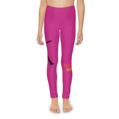 Youth Full-Length Leggings: Baseball Pink