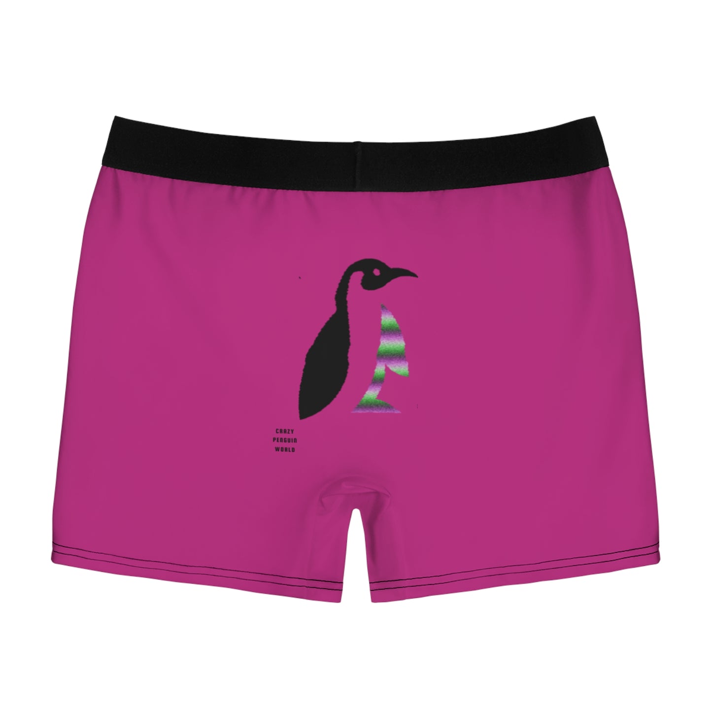 Men's Boxer Briefs: Crazy Penguin World Logo Pink