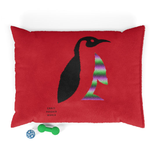 Pet Bed: Crazy Penguin World Logo Dark Red