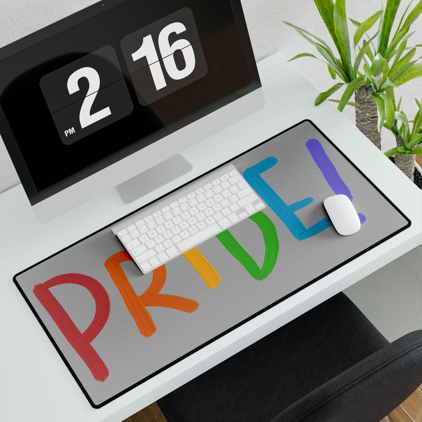 Desk Mats: LGBTQ Pride Lite Grey