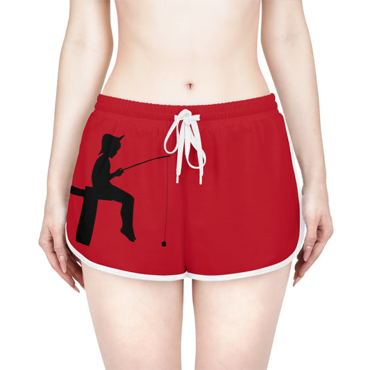Women's Relaxed Shorts: Fishing Dark Red