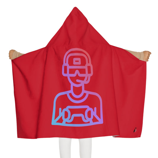 Youth Hooded Towel: Gaming Dark Red