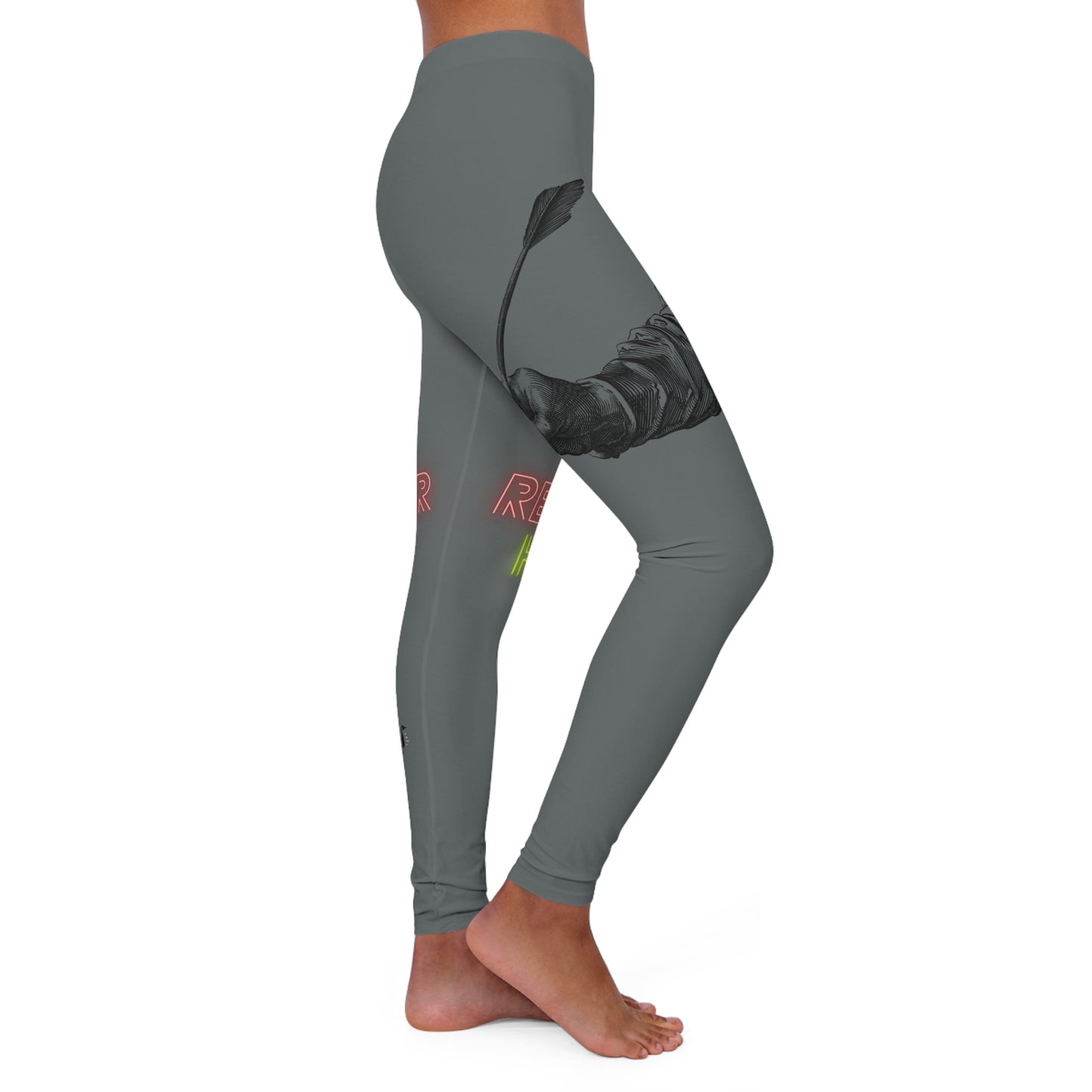 Women's Spandex Leggings: Writing Dark Grey