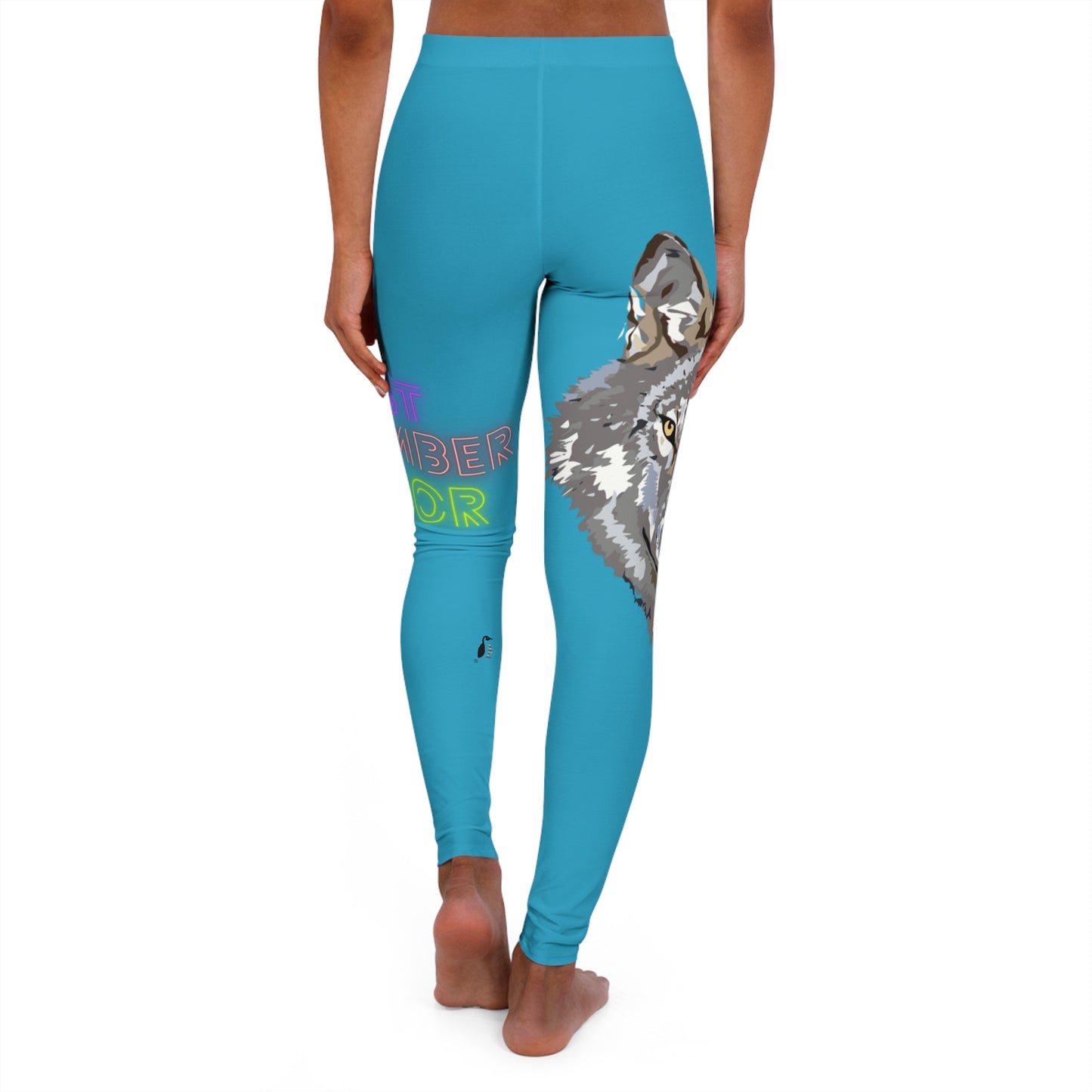 Women's Spandex Leggings: Wolves Turquoise