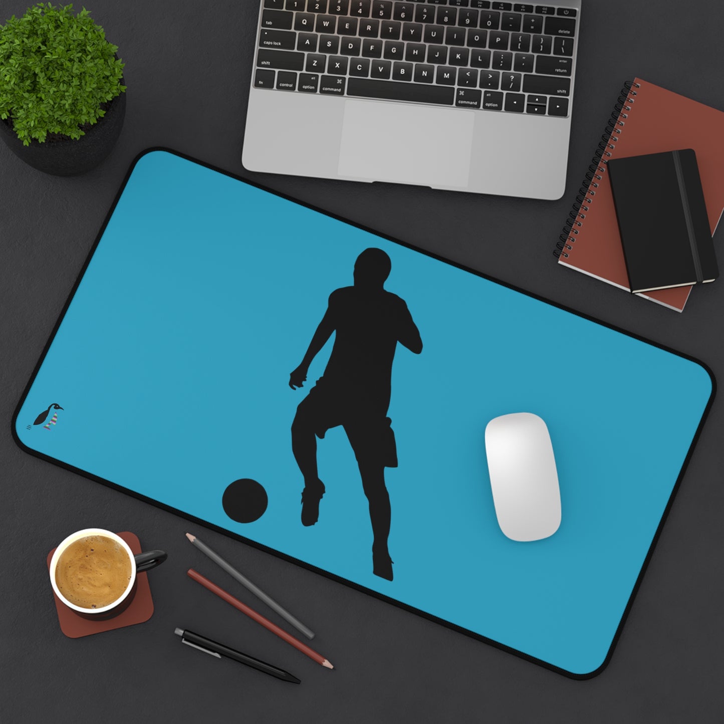 Desk Mat: Soccer Turquoise