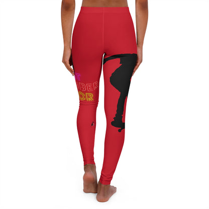 Women's Spandex Leggings: Skateboarding Dark Red