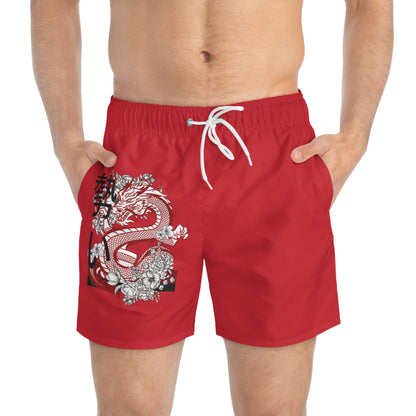 Swim Trunks: Dragons Dark Red