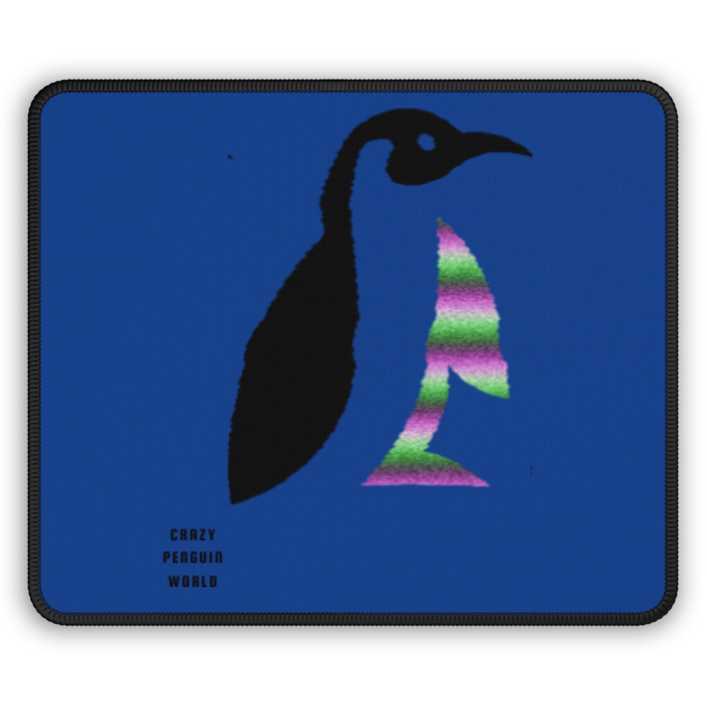 Gaming Mouse Pad: Crazy Penguin World Logo Dark Blue