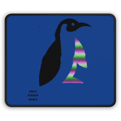 Gaming Mouse Pad: Crazy Penguin World Logo Dark Blue