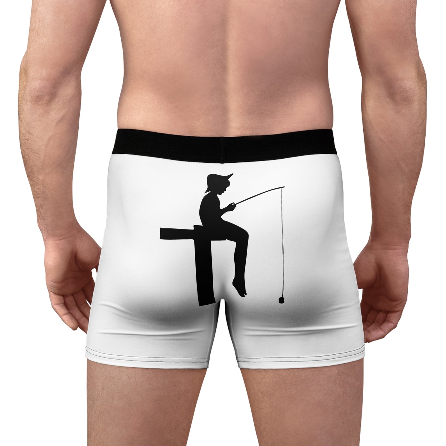 Men's Boxer Briefs: Fishing White