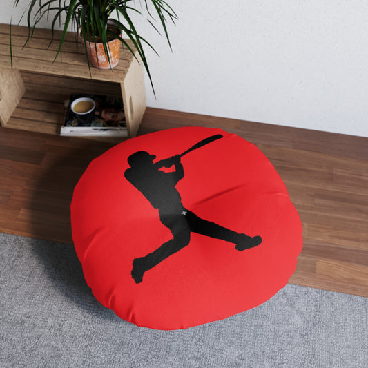Tufted Floor Pillow, Round: Baseball Red