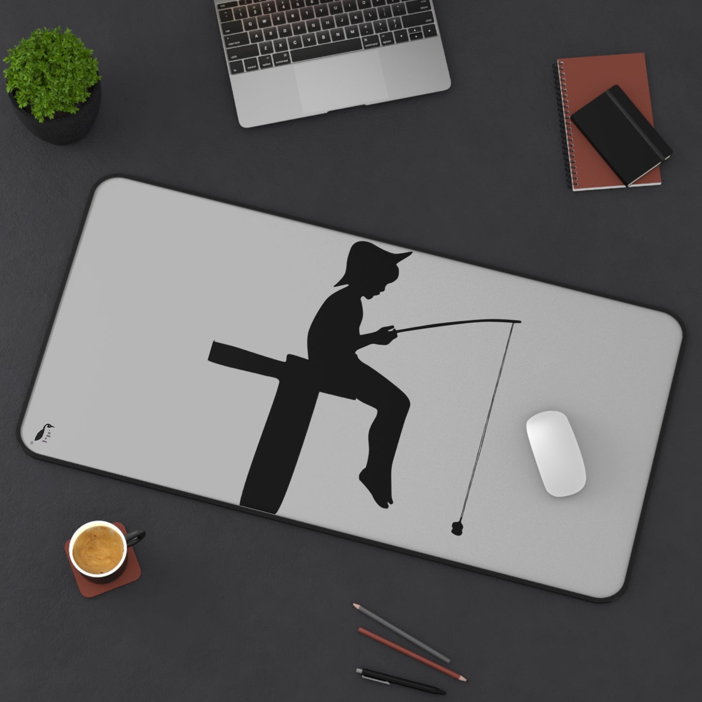 Desk Mat: Fishing Lite Grey