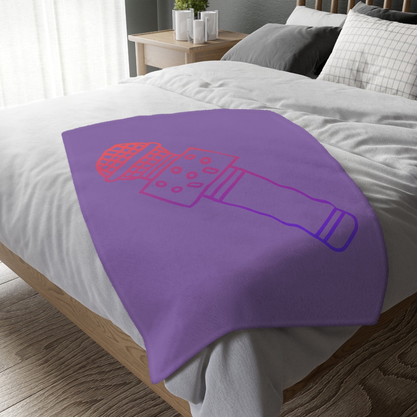Velveteen Minky Blanket (Two-sided print): Music Lite Purple