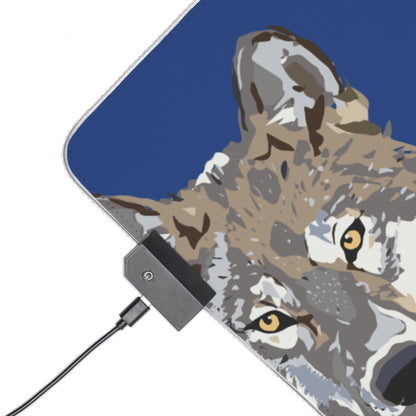 LED Gaming Mouse Pad: Wolves Dark Blue