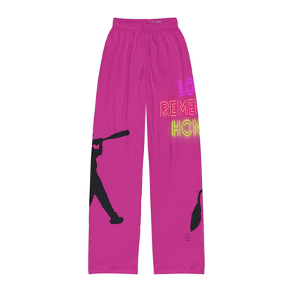 Kids Pajama Pants: Baseball Pink