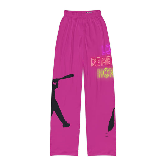 Kids Pajama Pants: Baseball Pink