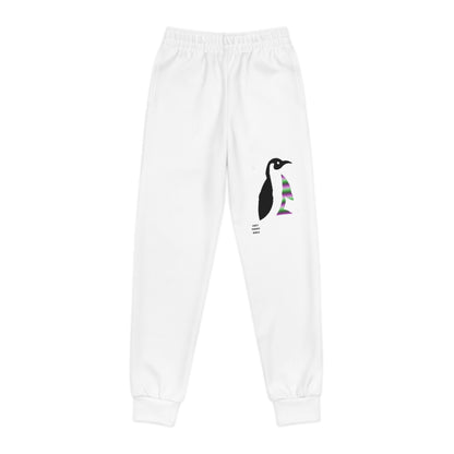 Youth Joggers: Crazy Penguin World Logo White