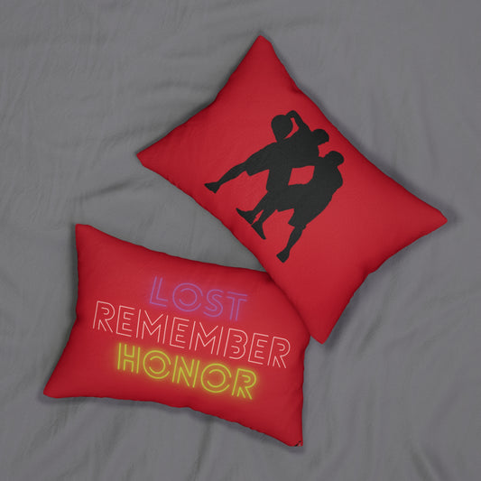 Spun Polyester Lumbar Pillow: Basketball Dark Red