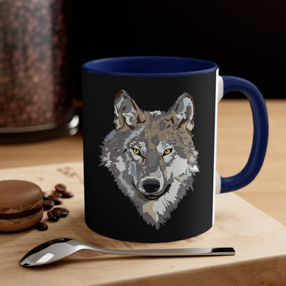Accent Coffee Mug, 11oz: Wolves Black
