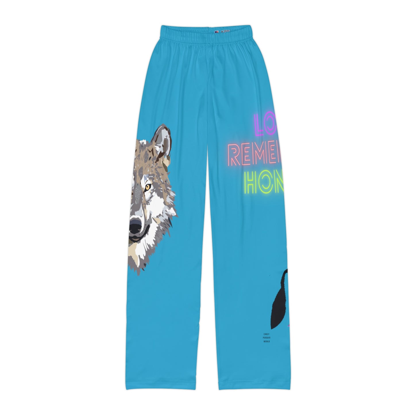 Kids Pajama Pants: Wolves Turquoise