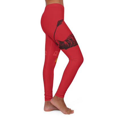 Women's Spandex Leggings: Writing Dark Red