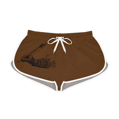 Women's Relaxed Shorts: Writing Brown