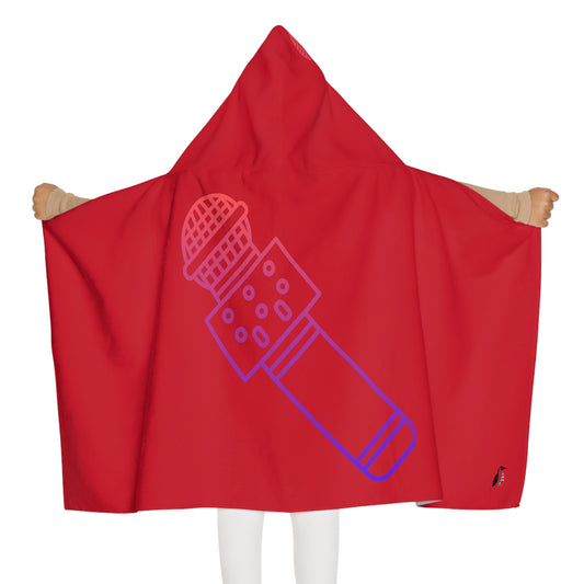 Youth Hooded Towel: Music Dark Red
