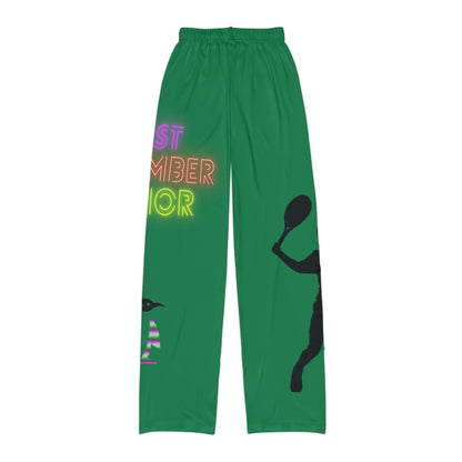 Kids Pajama Pants: Tennis Dark Green