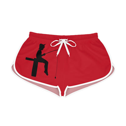 Women's Relaxed Shorts: Fishing Dark Red