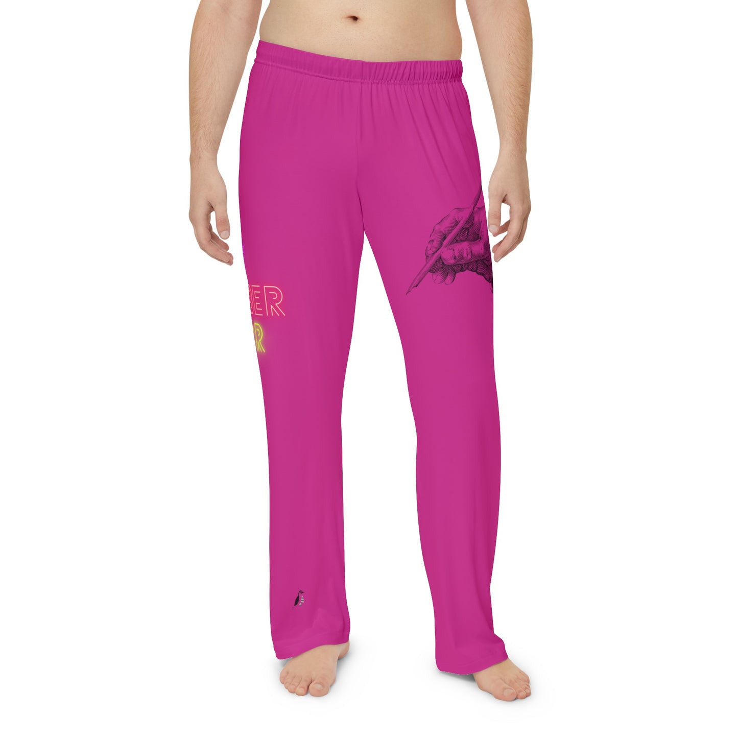 Men's Pajama Pants: Writing Pink