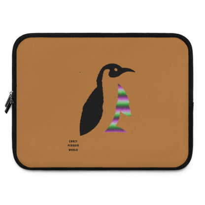 Laptop Sleeve: Crazy Penguin World Logo Lite Brown