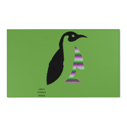 Area Rug (Rectangle): Crazy Penguin World Logo Green