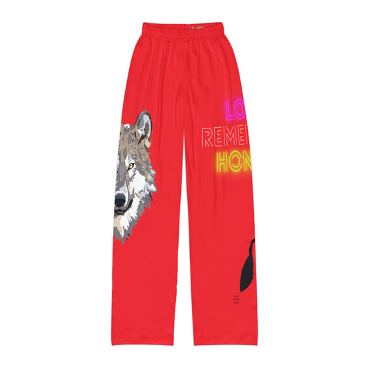 Kids Pajama Pants: Wolves Red