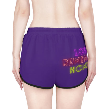 Women's Relaxed Shorts: Crazy Penguin World Logo Purple