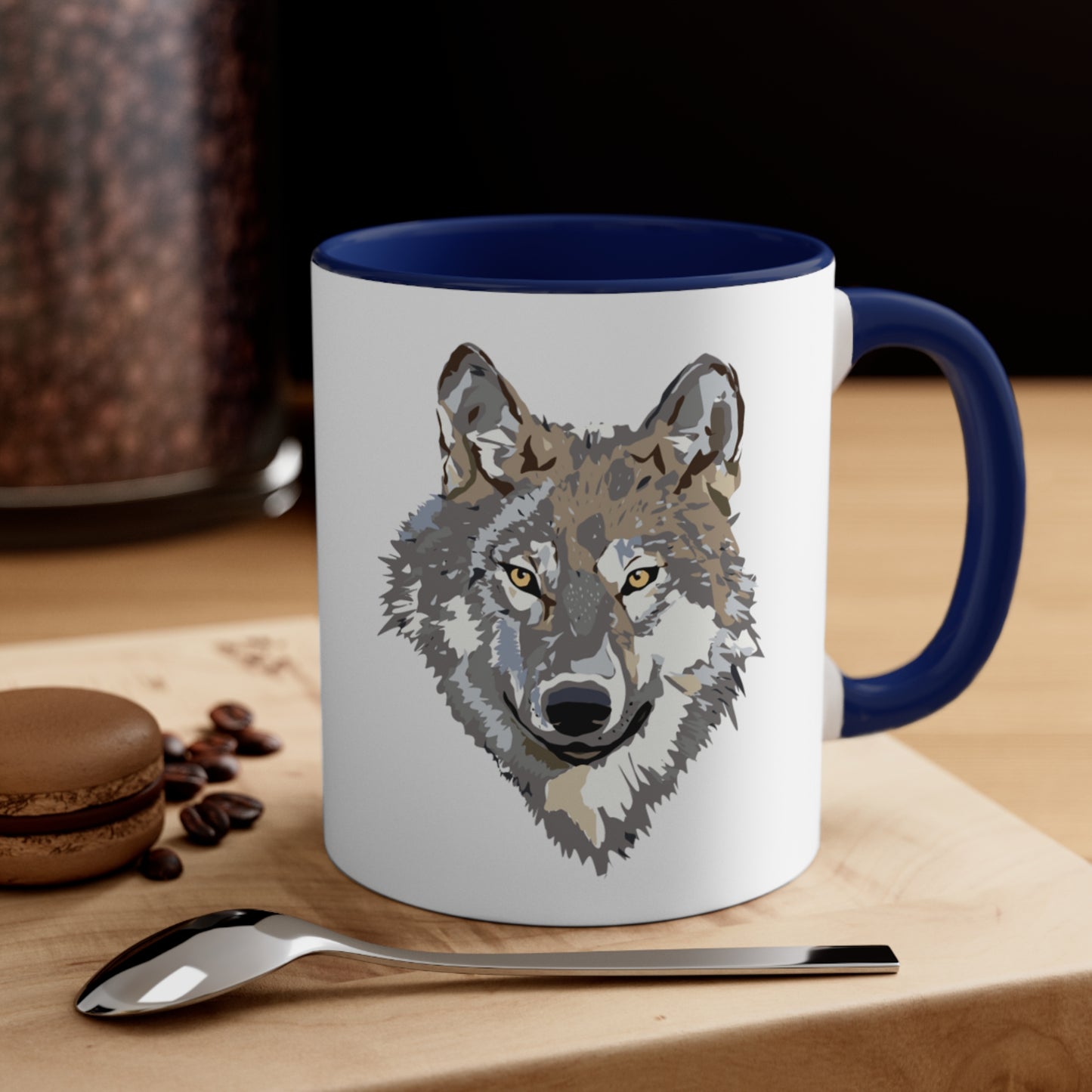 Accent Coffee Mug, 11oz: Wolves White