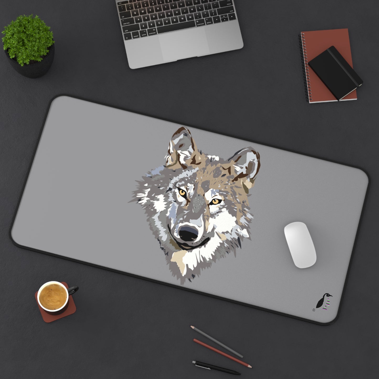 Desk Mat: Wolves Grey