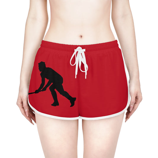 Women's Relaxed Shorts: Hockey Dark Red