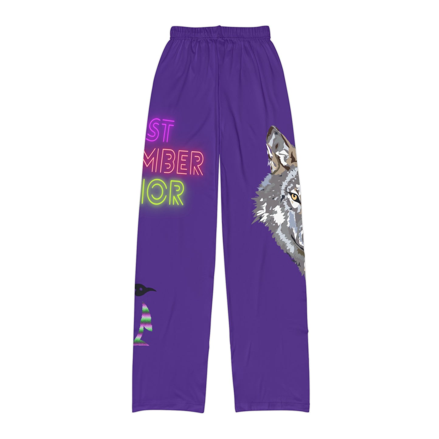 Kids Pajama Pants: Wolves Purple