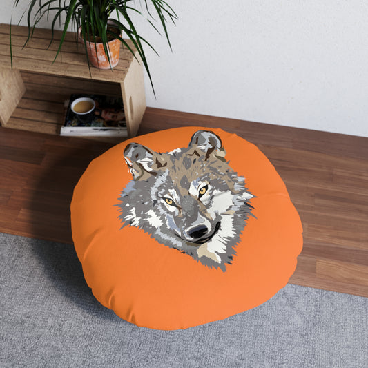 Tufted Floor Pillow, Round: Wolves Crusta