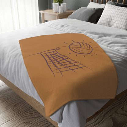 Velveteen Minky Blanket (Two-sided print): Volleyball Lite Brown
