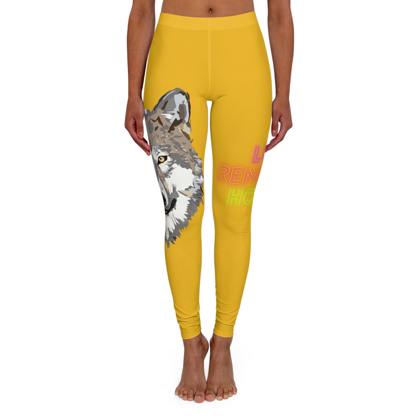 Women's Spandex Leggings: Wolves Yellow