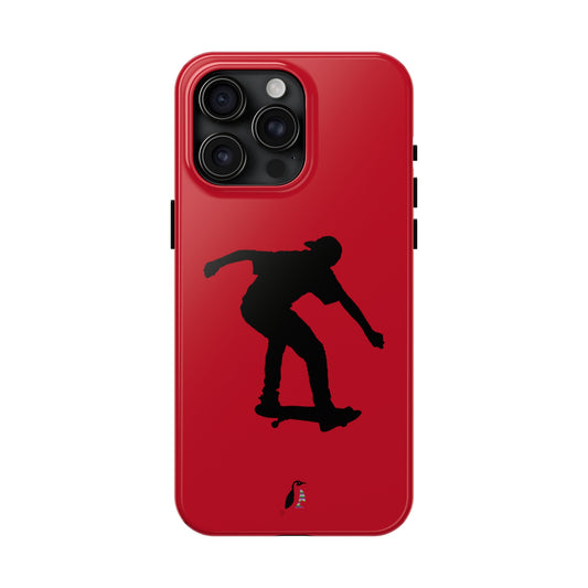 Tough Phone Cases (for iPhones): Skateboarding Dark Red