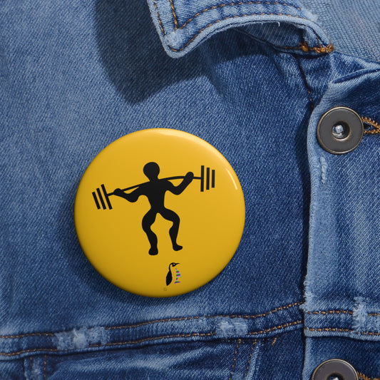 Custom Pin Buttons Weightlifting Yellow