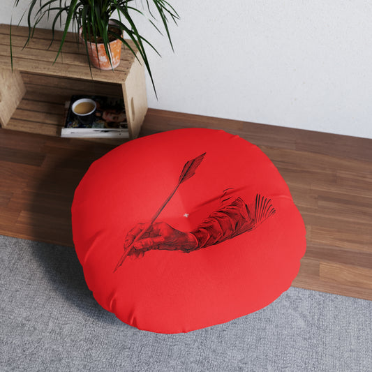 Tufted Floor Pillow, Round: Writing Red