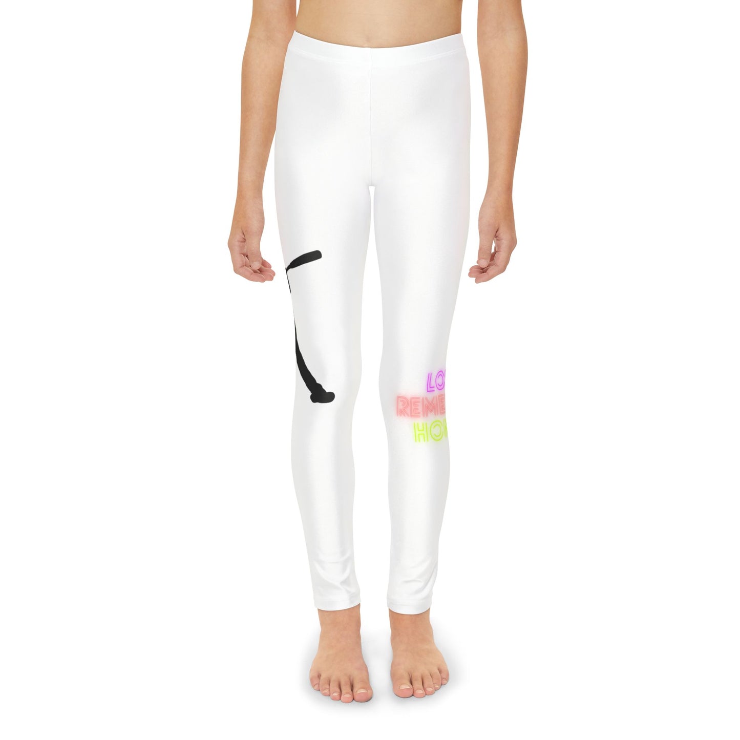 Youth Full-Length Leggings: Baseball White