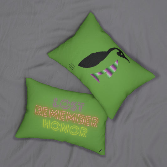 Spun Polyester Lumbar Pillow: Crazy Penguin World Logo Green