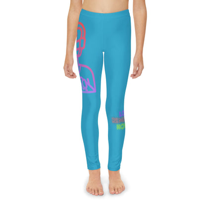 Youth Full-Length Leggings: Gaming Turquoise