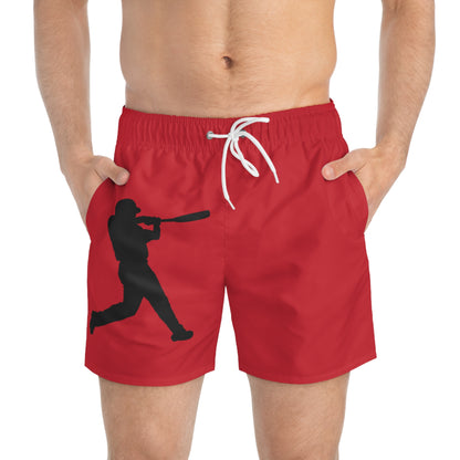 Swim Trunks: Baseball Dark Red