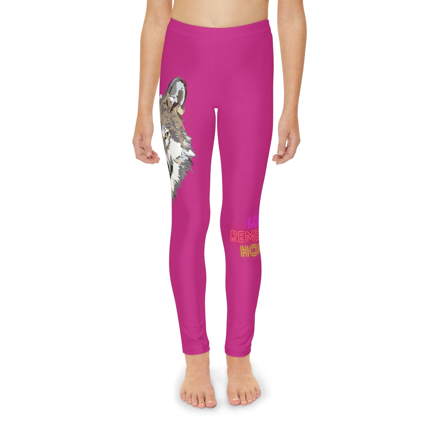 Youth Full-Length Leggings: Wolves Pink