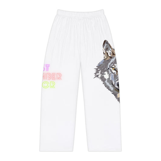 Pambabaeng Pajama Pantalon: Wolves White 